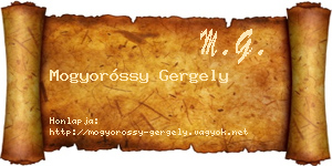 Mogyoróssy Gergely névjegykártya